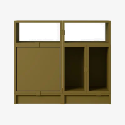 Nordic Nest Muuto Stacked storage system office configuration 5 Brown green
