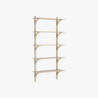 Nordic Nest Swedese Levi shelf 5 shelves White-pigmented oak-aluminum 90 cm