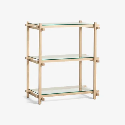 Nordic Nest HAY Woody Column shelf Oak-clear glass low