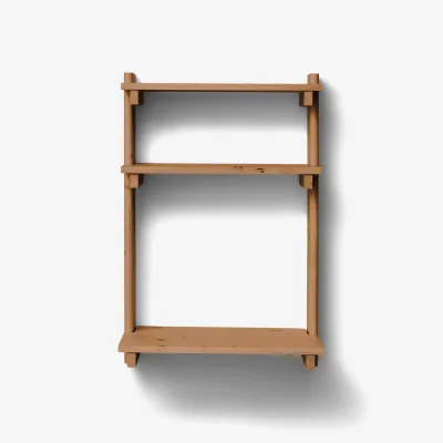 Nordic Nest Form & Refine Beam Office Shelf with desk Deep brown pine 60x90.5x40 cm