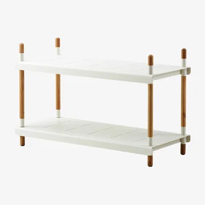 Nordic Nest Cane-line Frame shelving system White low teak