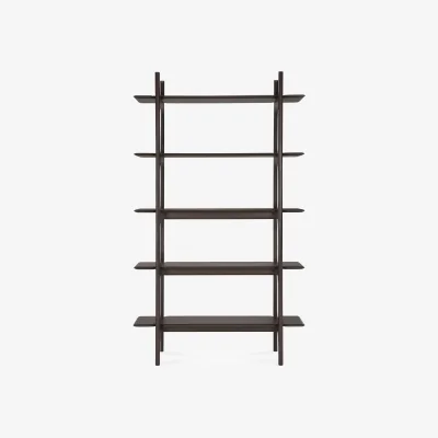 Nordic Nest Ethnicraft PI shelf Dark brown mahogany-5 shelves 110x187 cm