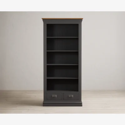 Oak&More Charwood Oak and Charcoal Painted Tall Bookcase