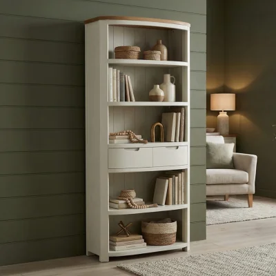 Oak&More Bradwell Oak and Signal White Painted Tall Bookcase