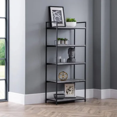 Downtown Julian Bowen Staten Tall Concrete Bookcase In Grey/Black