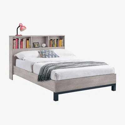 Downtown Julian Bowen Bali Bedframe with Bookcase Headboard - Grey Oak - 90cm Single In GreyOak