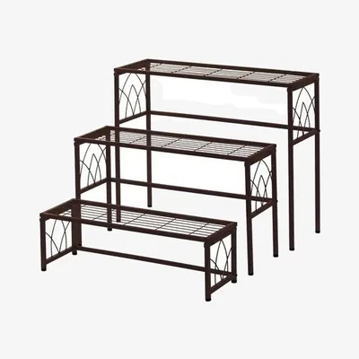Downtown VegTrug 3 Piece Metal Nesting Plant Stand Set - Brown