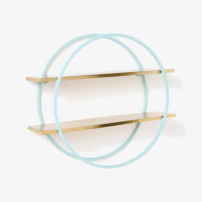 Oliver Bonas Iggy Round Blue Double Wall Shelf