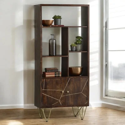 OAT Home Limerick Dark Gold 2 Door Wooden Bookcase
