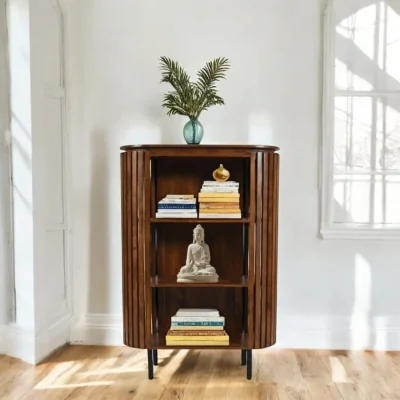 OAT Home Glenariff Wooden Slatted Short Cabinet Bookcase