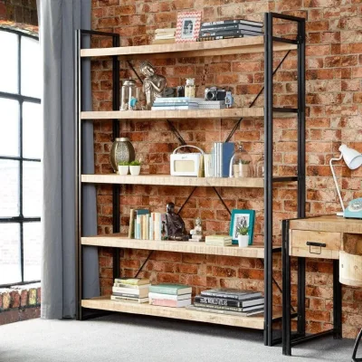 OAT Home Sligo Industrial Metal & Wood Large Open Bookcase