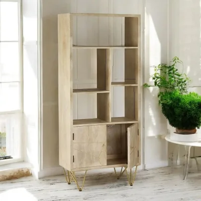 OAT Home Galway Light Gold 2 Door Wooden Bookcase
