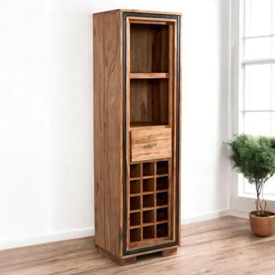 OAT Home Rossmore Wooden Bookcase Cabinet With Wine Storage