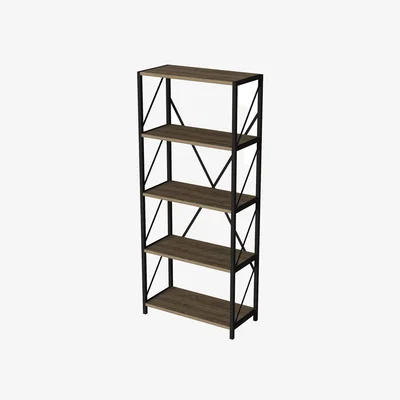 The Range Hilda Metal Manufactured Wood Bookcase - Walnut