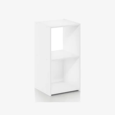 The Range WALPLUS 2-Tier Open and Enclosed Compact Bookcase - White