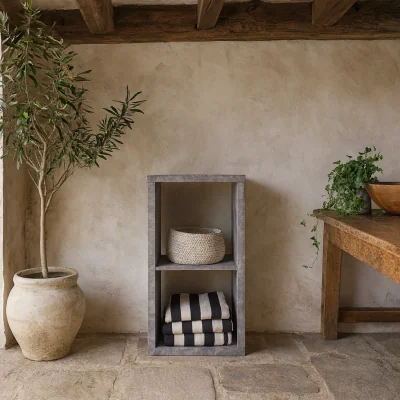 The Range Shanghai Concrete 2 Shelf Freestanding Storage Unit - Grey