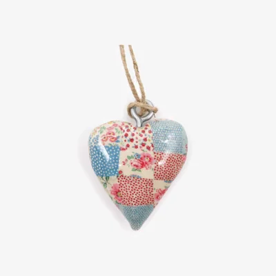 The Range Cheque Blue  Red Small Wooden Heart Decor for Shelves  Rooms - Multi