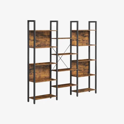 The Range VASAGLE Bookcase, Bookshelf with 14 Shelves, Metal Frame - Bronze