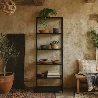The Range Graz Matt Tall Metal Bookcase with 5 Shelves - Black