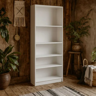 The Range Amberfern Tall Wide Wooden Bookcase 4 Shelves - White