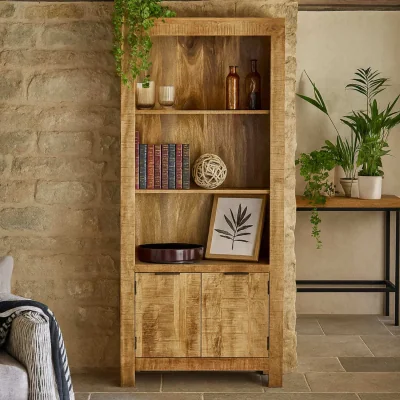 The Range California Solid Mango Wood Bookcase with Door Satin Finish - Brown
