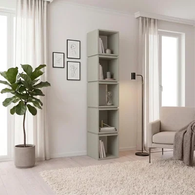 The Range Decortie Multi Five Tier Narrow Bookcase - Ash Green