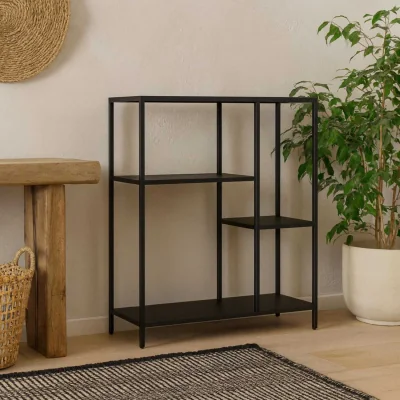 The Range Graz Matt Metal Asymmetrical 3 Shelf Bookcase - Black
