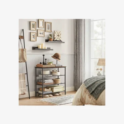 The Range VASAGLE Narrow Shoe Rack Comprising 4 Tiers of Fabric Shelves - Bronze