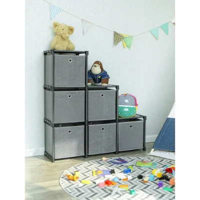 The Range Ladder Storage Unit with 6 Cubes and Boxes - Black