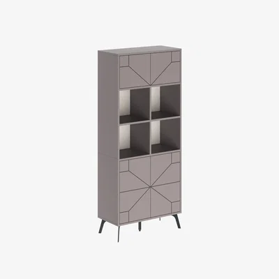 The Range Decortie Dune Tall Bookcase With Cupboards And Open Shelving - Light Mocha