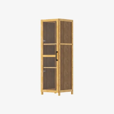 The Range Narrow Bookcase Storage Unit with Acrylic Doors - Brown & Wood & Translucent / 100cm