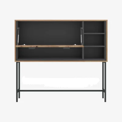 The Range Wyld Haus Nightbloom Grey and Oak-Effect Bar Cabinet, 1 Door 3 Shelves - Grey
