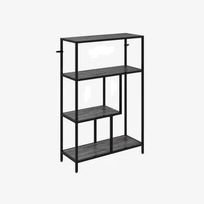 The Range Risudo Wood Charcoal Grey 4-Tier Bookcase with Faux Shelving