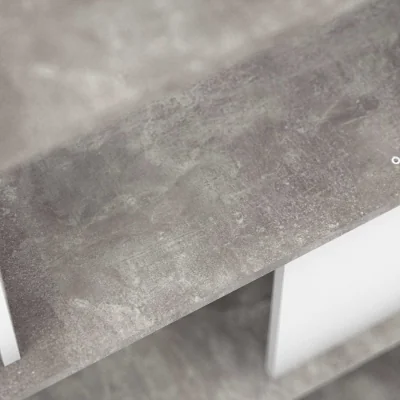 The Range Taichung Concrete-Effect Asymmetrical Bookcase - 5 Shelves Grey & White - Grey and White