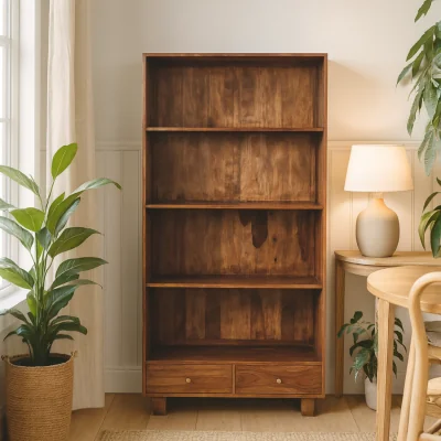 The Range Bologna Sheesham Bookcase 2 Drawers - Brown