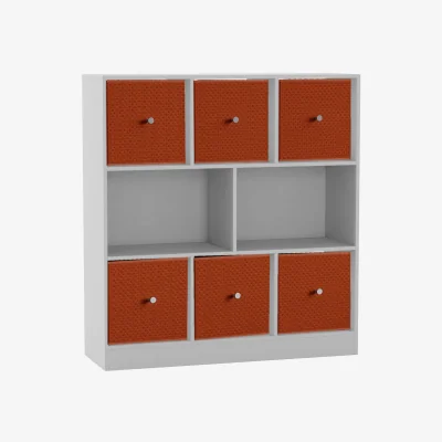 The Range 8 Cube Bookcase with 6 Fabric Storage Drawers - Orange