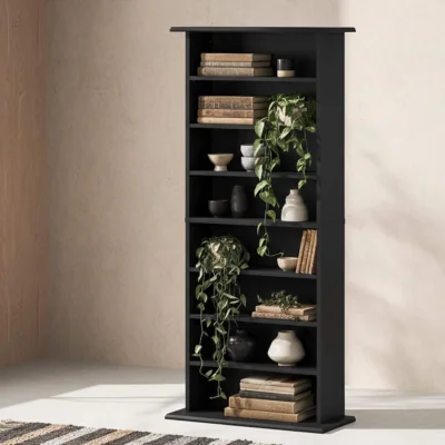 The Range Kael 126cm Wood Black Bookcase Storage Unit Shelving Unit