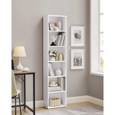 The Range 6-Tier Freestanding Bookshelf Storage Unit for Home Office and Bedroom Organisation - Cloud White