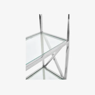 The Range Horizon Cross Design 6 Tier Tempered Glass Shelving Unit - Silver