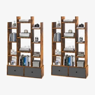 The Range Set of 2 Open-Back Bookshelf - Brown