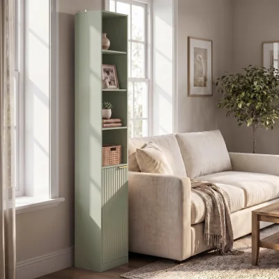 The Range HOMCOM Bookcase Adjustable Shelf 6-Tier Oak Wood Effect - Light Green