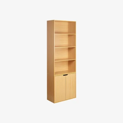 The Range 6 Tier Bookcase With 2 Door Cupboard Cabinet  - Brown