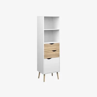 The Range Sapporo Bookcase Natural 2 Drawers 1 Door High - White