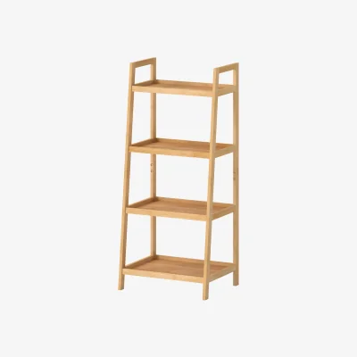 The Range Bathroom Storage Shelves 4 Tier Rack Corner Bathroom Kitchen Bamboo - Natural