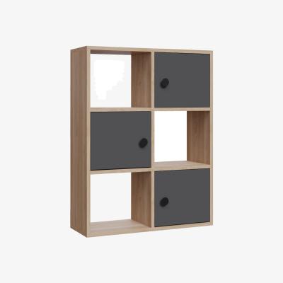 The Range Tilton 94 cm Tall Modern Bookcase Bookshelf with Cabinets - Sapphire Oak Pattern & Anthracite