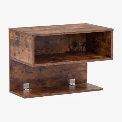 The Range Wall Mounted Floating Nightstand with Storage Shelves-Brown - Brown