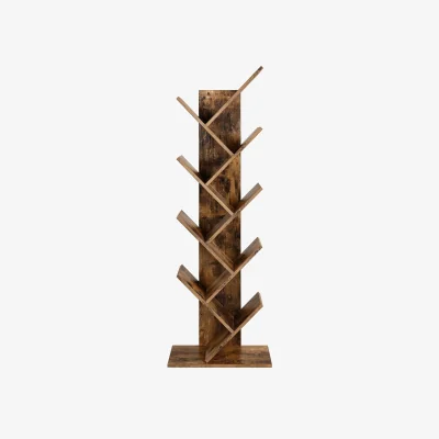The Range 8-Tier Tree-Style Bookshelf Floor Standing Display Unit for Modern Living Spaces - Rustic Brown