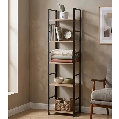 The Range Four Tier Bookshelf Oak Storage Rack - Oak