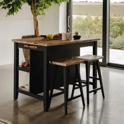 The Range Florence Breakfast Bar with Shelves - Navy Blue