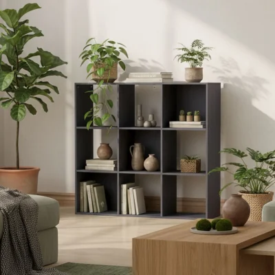 The Range Royore Wooden Grey 9-Cube Storage Bookcase